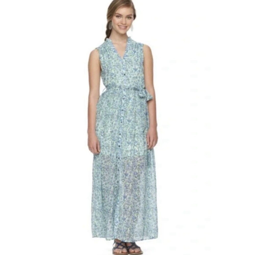 Disney's Alice Through The Looking Glass Size L Floral Button-Front Maxi Dress